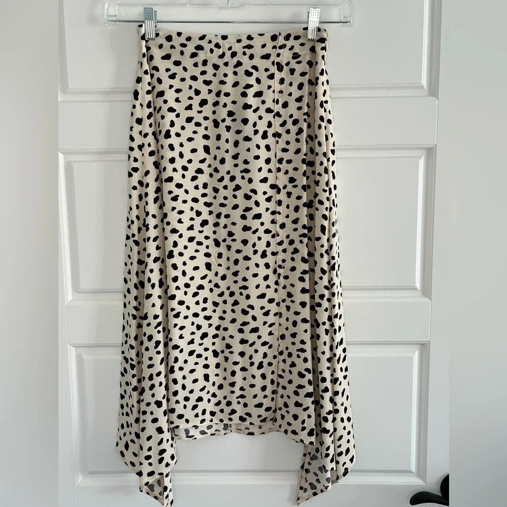 Lulus Set A Trend Leopard Animal Print Handkerchief Hem Midi Skirt XS New